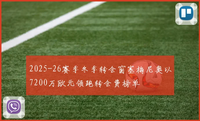 2025-26赛季冬季转会窗塞梅尼奥以7200万欧元领跑转会费榜单